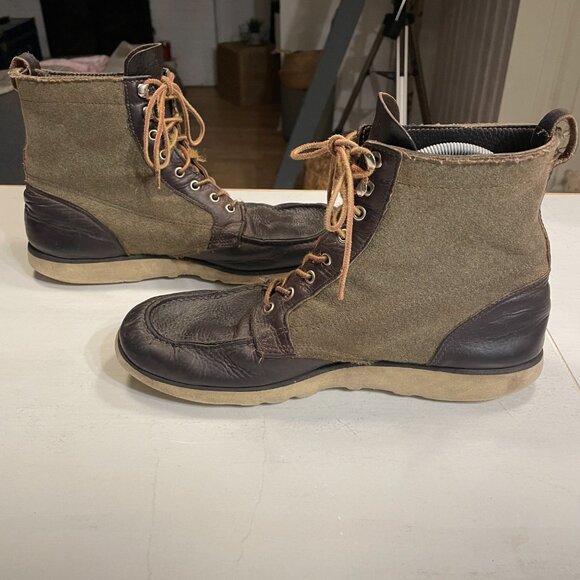 Sebago Filson Hunter Brown Wool & Leather Boots Sperry Pendleton Barbour Mens 12 - Picture 3 of 4